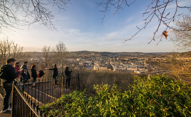 People looking at view of Bath skyline